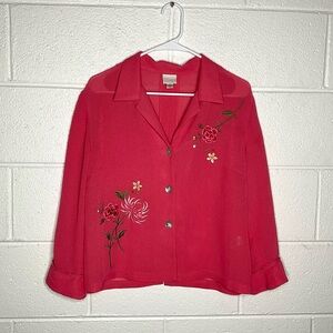 < Vintage Studio C Pink Floral Embroidered Button Down >